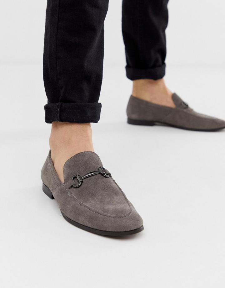 Office Lemming Bar Loafers In Gray Suede - Gray