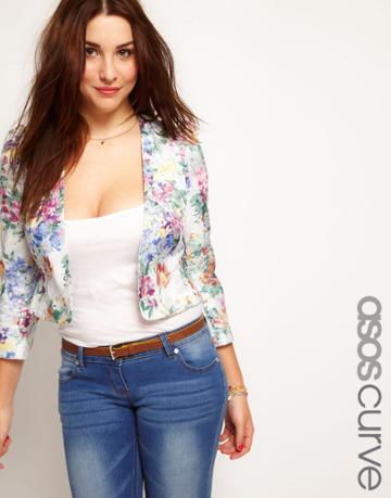 ASOS CURVE Blazer In Floral Jacquard