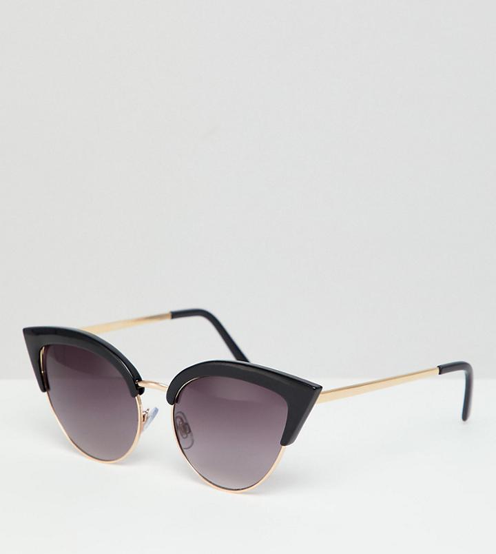 Monki Cat Eye Sunglasses In Black And Gold - Black