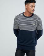 Lyle & Scott Half Breton Stripe Sweater In Navy - Navy