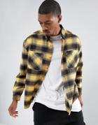 Asos Oversized Check Shirt With Acid Wash In Yellow - Yellow