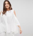 Koko Embroidered Cold Shoulder Blouse - White