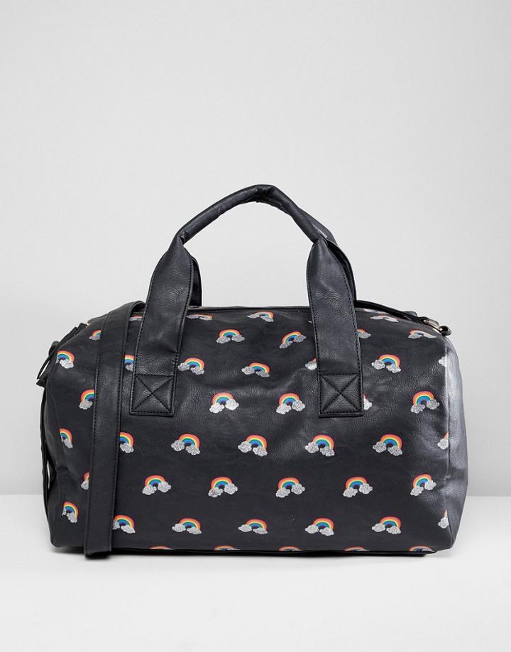 Oh My Gosh Accessories Rainbow Printed Weekend Carryall - Black