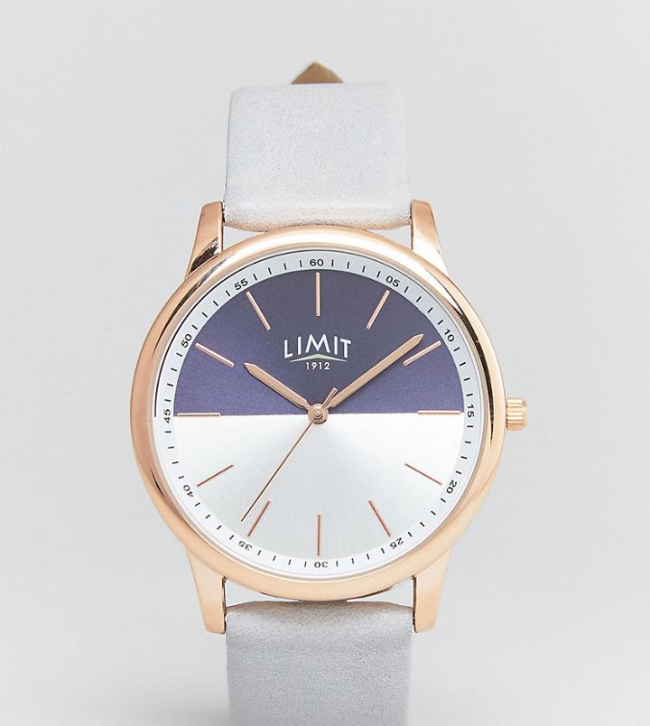 Limit Two Tone Leather Watch In Gray Exclusive To Asos - Gray