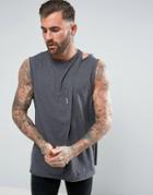 Asos Oversized Tank With Drape Crossover Front And Exposed Shoulder Detail - Gray