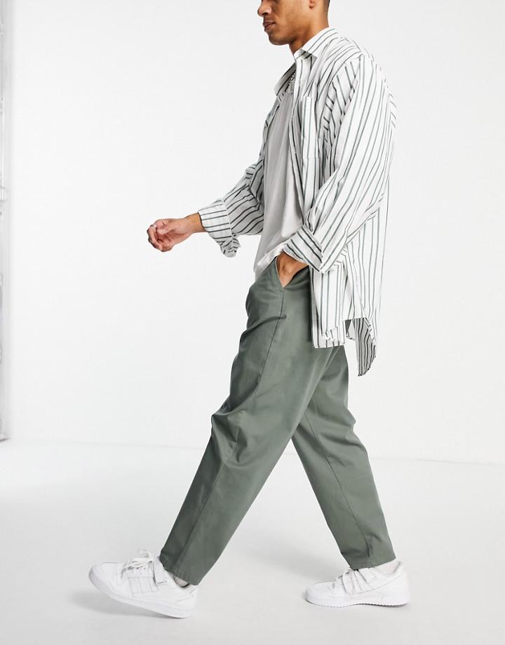 Asos Design Oversized Tapered Chinos In Light Green