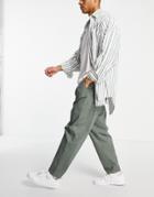 Asos Design Oversized Tapered Chinos In Light Green