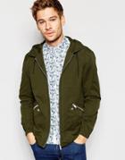 Brave Soul Zip Through Jacket With Hood - Green