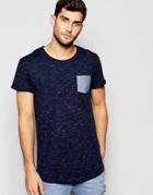 Esprit T-shirt With Contrast Pocket - Navy