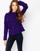 Liquorish Cable Knit Sweater - Purple