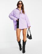 Asos Design Oversized Shirt With Wide Cuff Detail In Lilac-purple