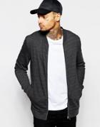 Asos Jersey Bomber Jacket In Charcoal - Gray