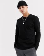 Asos Design Long Sleeve T-shirt With Crew Neck In Black