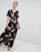 Asos Design Maxi Tea Dress In Floral Print - Multi