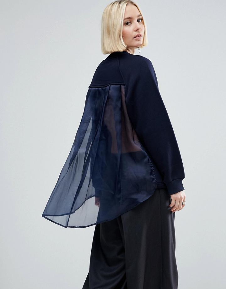 Asos White Organza Cape Back Sweat - Navy