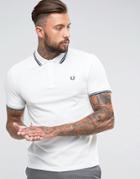 Fred Perry Slim Fit 2 Color Tipped Polo In Snow White - White