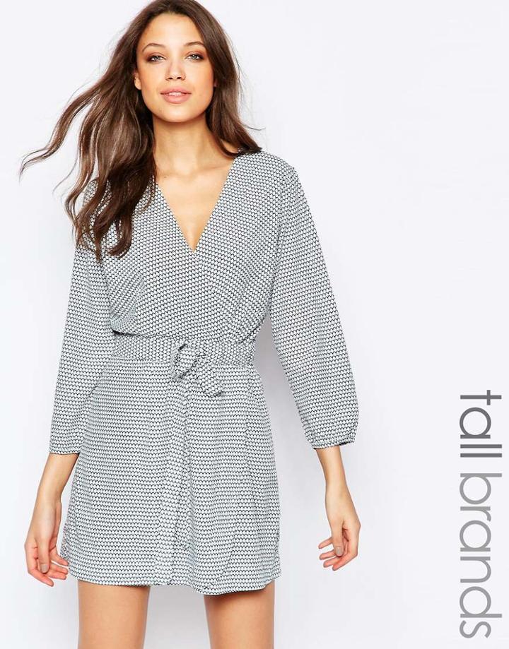 Vero Moda Tall Wrap Tie Waist Dress - Black Iris
