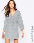 Vero Moda Tall Wrap Tie Waist Dress - Black Iris