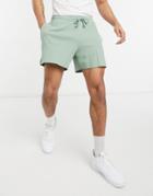 Asos Design Oversized Waffle Shorts In Gray Blue-green