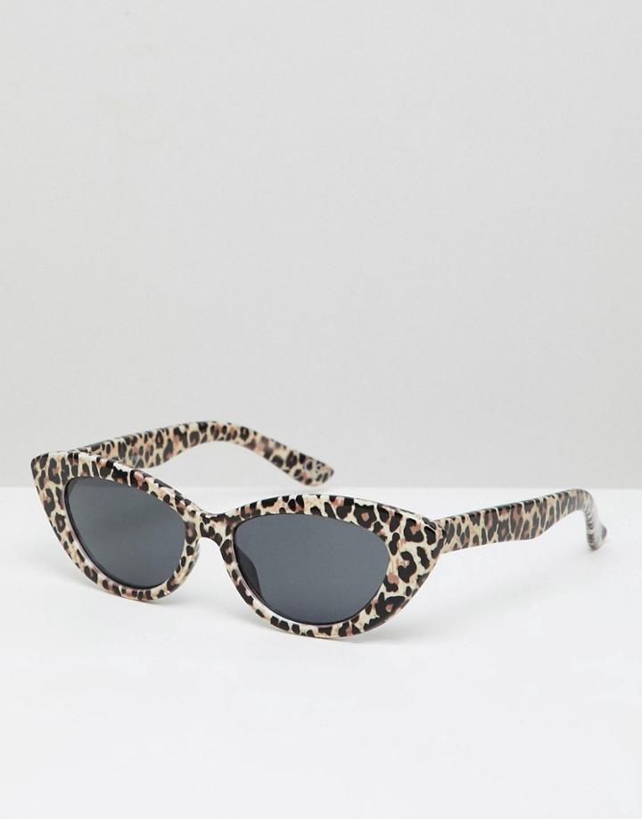 Asos Design Pointy Cat Eye In Leopard - Green