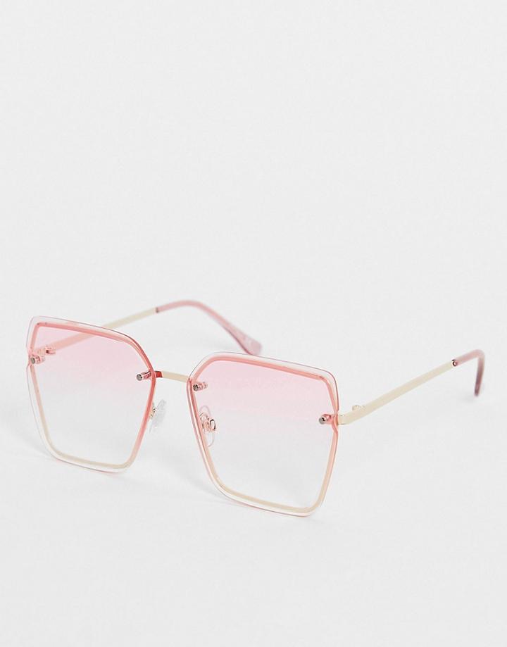 Jeepers Peepers Oversized Square Sunglasses In Pink-gold