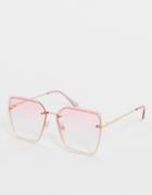 Jeepers Peepers Oversized Square Sunglasses In Pink-gold