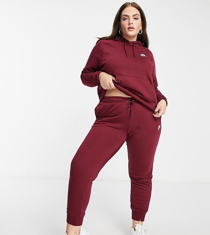 Nike Plus Essentials Hoodie In Burgundy-red