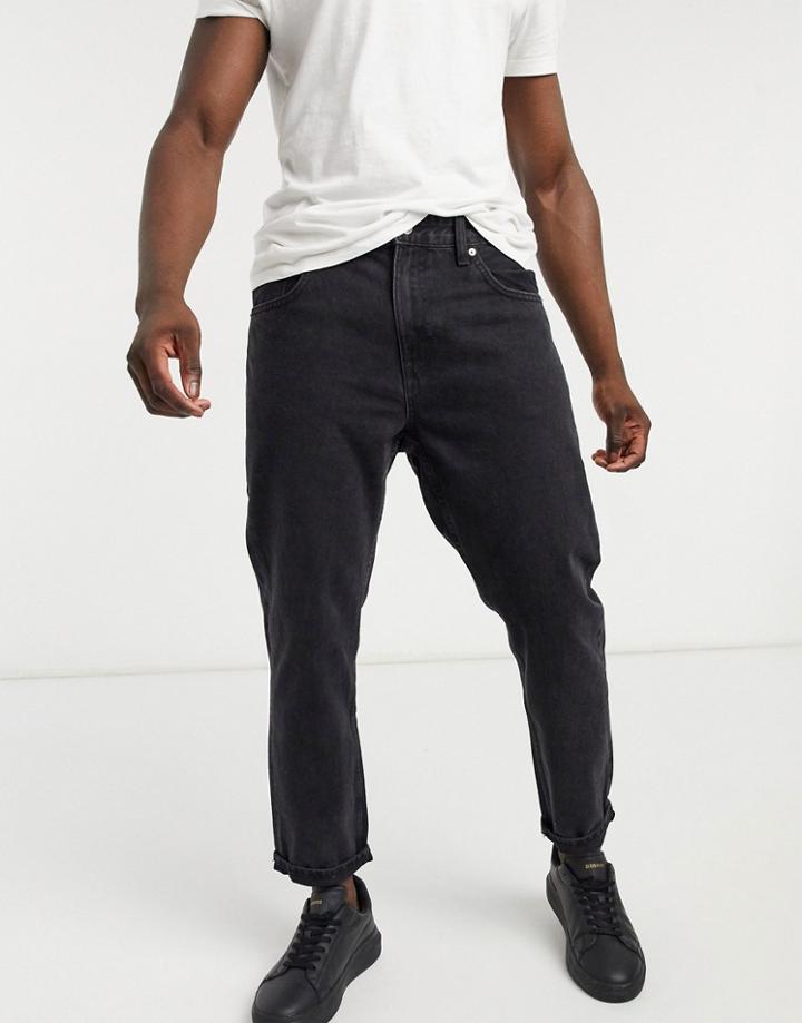 Bershka Straight Leg Vintage Fit Jeans In Washed Black