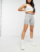 Asos Design Hourglass Legging Short With Elastic Waistband Detail In Gray Heather-grey