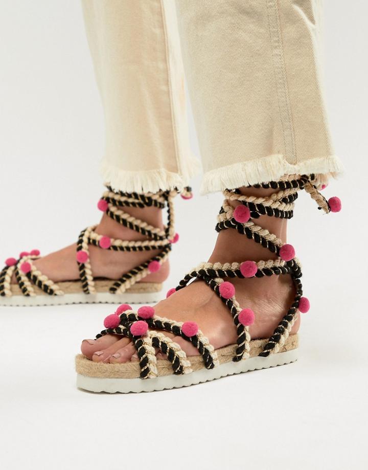 Asos Design Just Play Pom Sandals Espadrilles - Multi