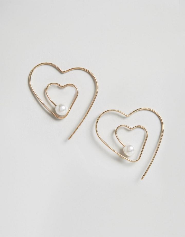 Asos Heart Through Earrings - Cream