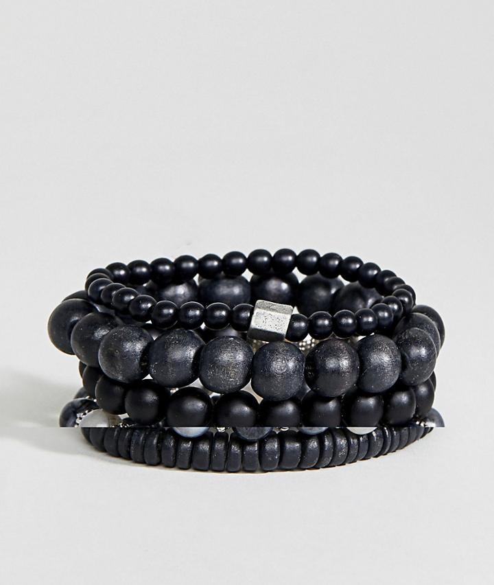 Aldo Black Beaded Bracelets In 5 Pack - Black