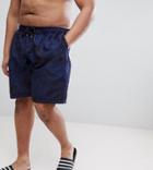 Replika Swim Short With Hibiscus Print - Navy