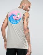 Friend Or Faux Crash Back Print Sleeveless T-shirt Tank - Gray