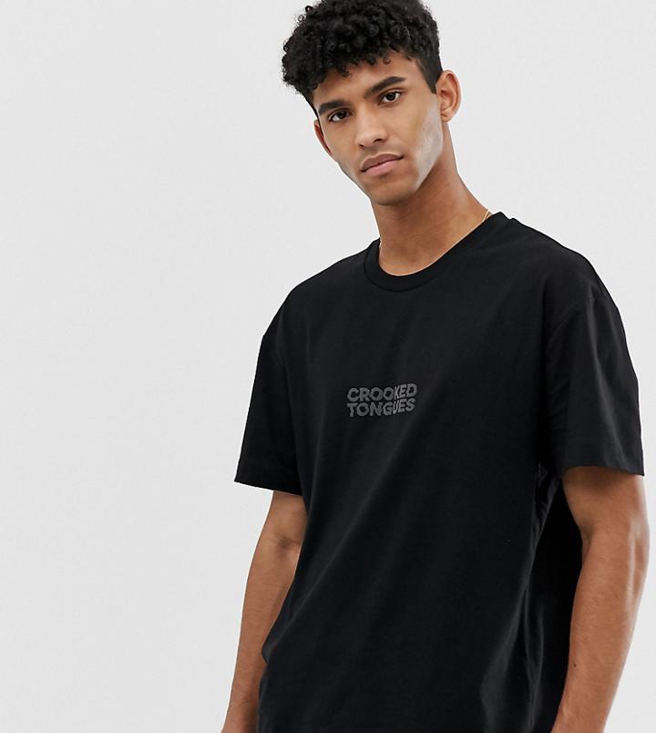 Crooked Tongues Oversized T-shirt With Reflective Logo Print - Multi