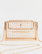 Asos Design Rose Gold Caged Box Bag - Gold