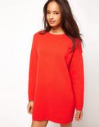 Asos Premium Sweater Dress With Zip Back - Red