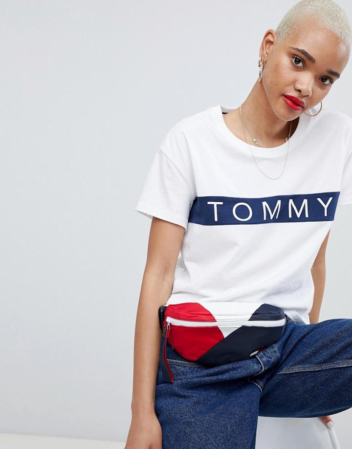 Tommy Jeans Stripe Logo T-shirt - White