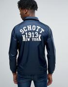 Schott Coach Jacket Back Logo In Navy - Navy
