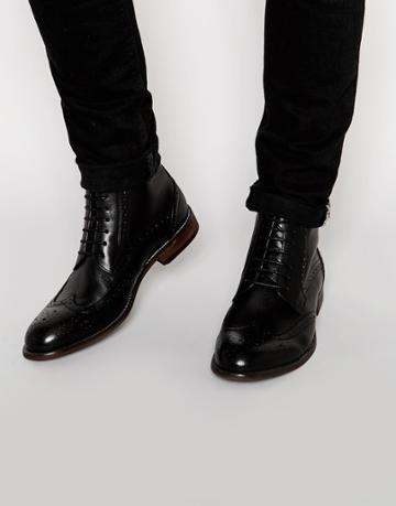 Standard Fortyfive Leather Brogue Boots - Black