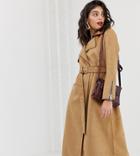 River Island Suedette Trench Coat With Belt In Camel - Beige