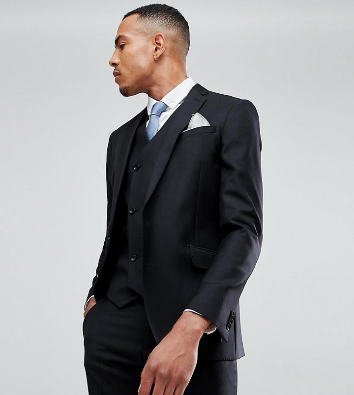 Asos Tall Slim Suit Jacket In Black 100% Wool - Black
