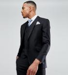 Asos Tall Slim Suit Jacket In Black 100% Wool - Black