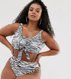 South Beach Curve Exclusive Mix And Match Crop Bikini Top In In Zebra-black