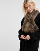 Alice Hannah Long Fur Loop Through Stole - Brown