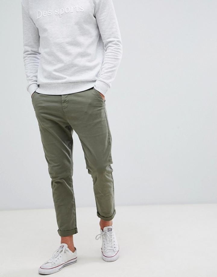 New Look Tapered Chinos In Khaki - Green