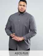 Asos Plus Regular Fit Shirt In Charcoal - Gray