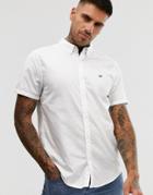 Hollister Icon Logo Short Sleeve Slim Fit Oxford Shirt In White