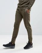 Asos Super Skinny Jogger With Side Tape In Khaki - Green