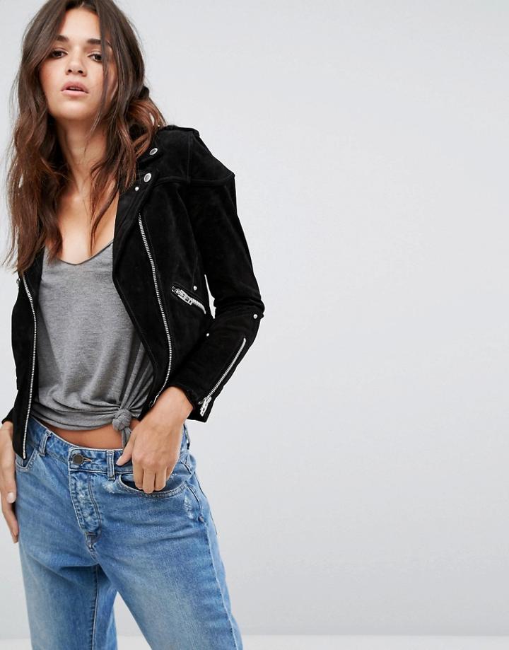 Blank Nyc Suede Biker Jacket In Black - Black